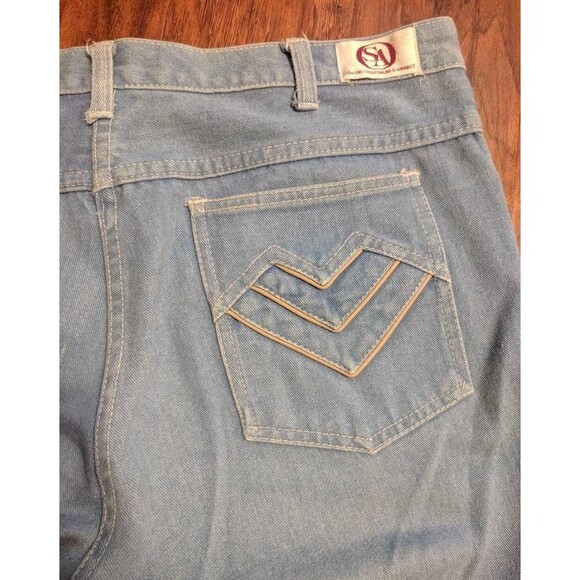 Vintage 70s Oxford Jeans Light Blue Denim 27 Inseam 36 Waist - Picture 2 of 9